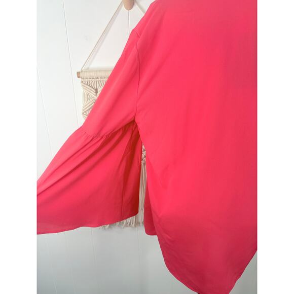 Boden Boho Sleeve Tie Front Blouse Size 10 Coral Pink Hippie Top - Picture 12 of 13